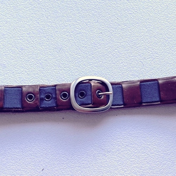 Stefano Corsini Blue Webbing Brown Leather Men's 34” - Picture 9 of 10